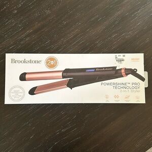 Brookstone Powershine Pro Technology 2-in-1 Styler Curling Iron Flat Iron